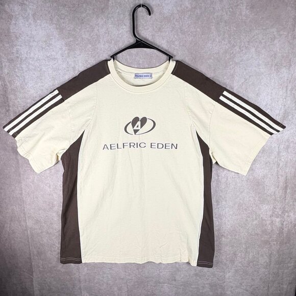 Aelfric Eden Graphic T-Shirt Men's Large Cream Brown 100% Cotton Streetwear Tee - Picture 3 of 9